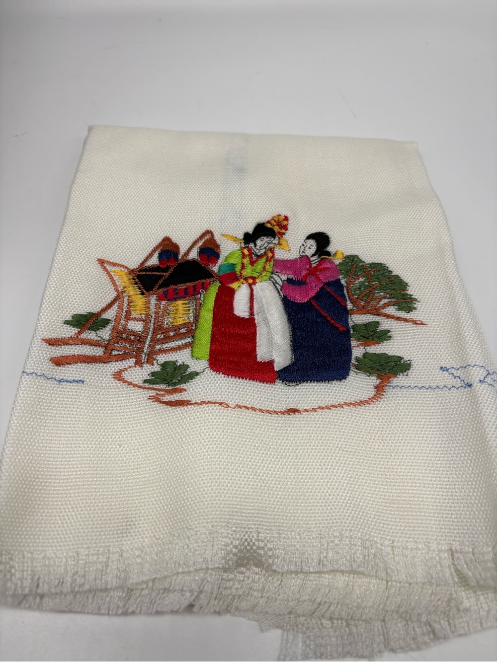 Vintage Korean Embroidered Table Runner